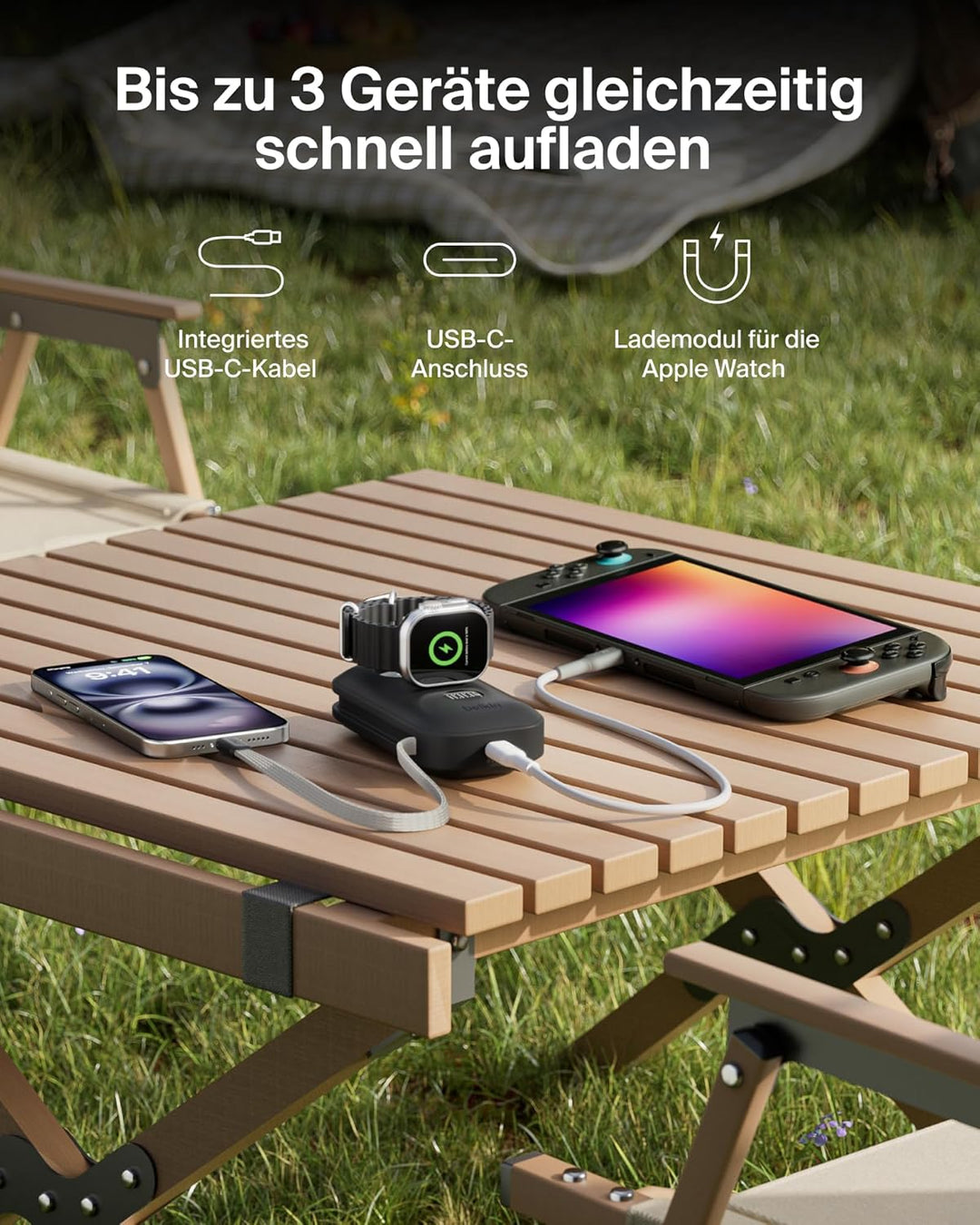 Belkin BoostCharge Pro 10000mAh Power Bank with Apple Watch Charger, Portable Charger with Integrate
