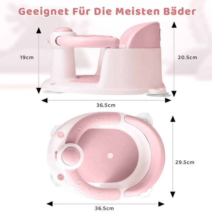 Baby Badesitz - Badewannensitz ab 6 bis 24 monate - Badewannen mit 4-starken Saugnäpfen und 360° Run