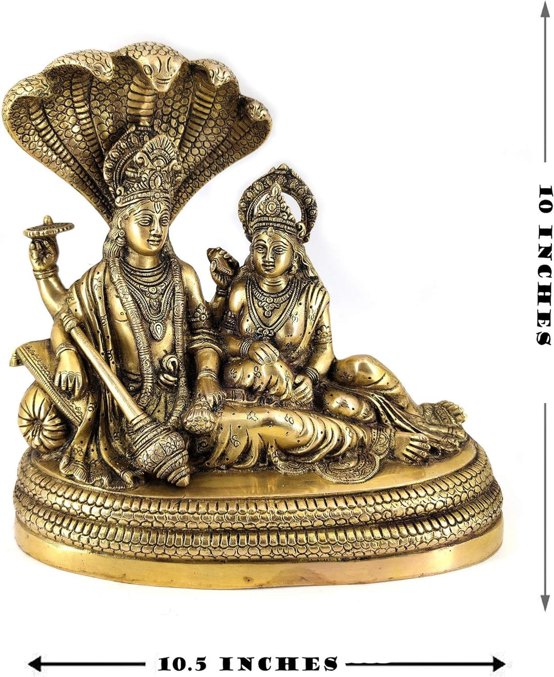 Weisswal-Lord Vishnu mit Lakshmi Rest Upon Shesha Naag Messing Statue religiöse Stärke Skulptur Idol