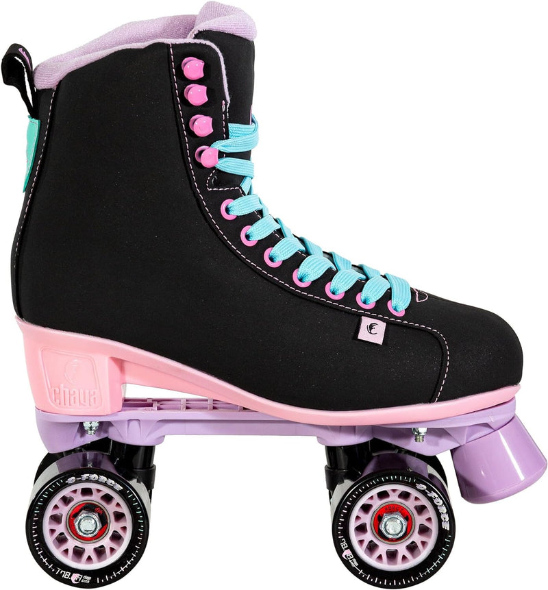 Chaya Roller Skates Melrose Black Pink für Damen in Schwarz/Lila, 61mm/78A Rollen, ABEC 7 Kugellager