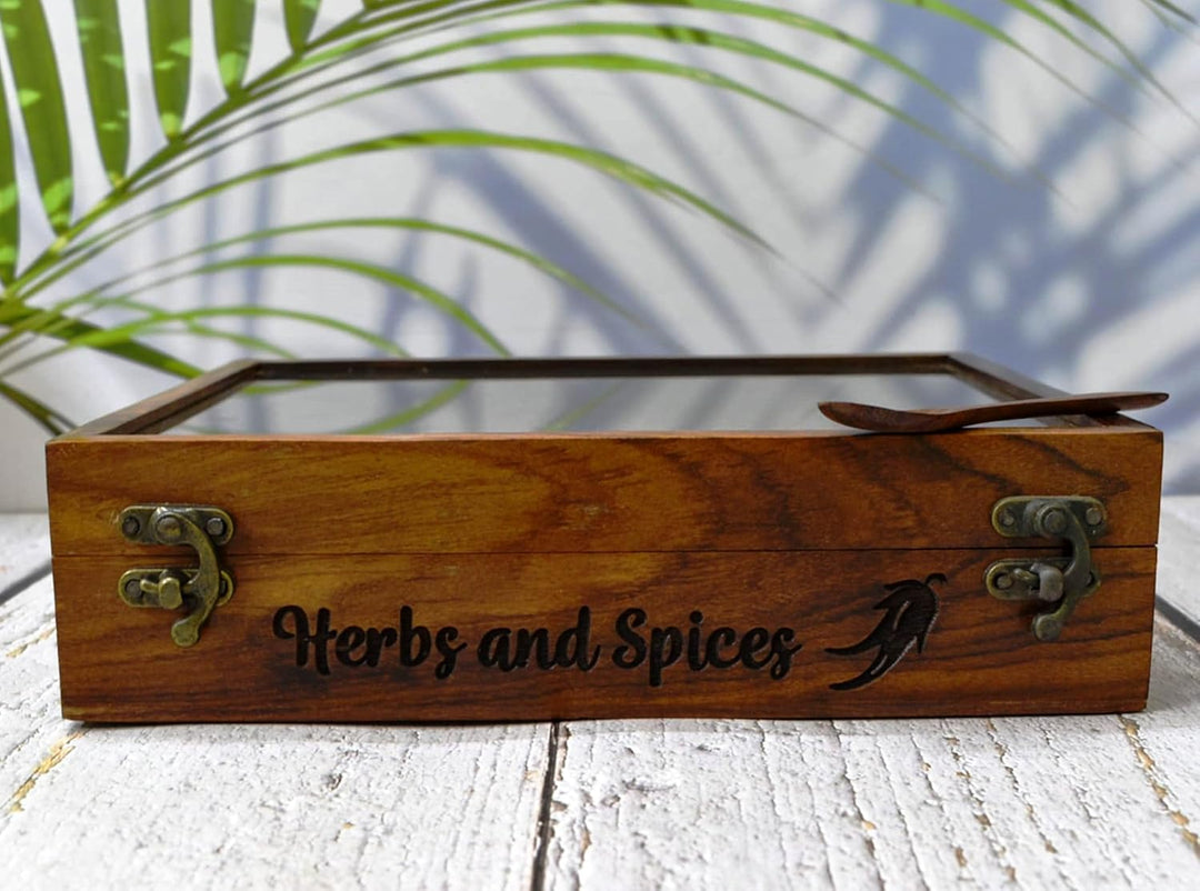 Indische Haus-Gewürzbox aus Holz/Gewürzboxen mit Gravur aus Rosenholz, Einweihungsgeschenk, Mutterta