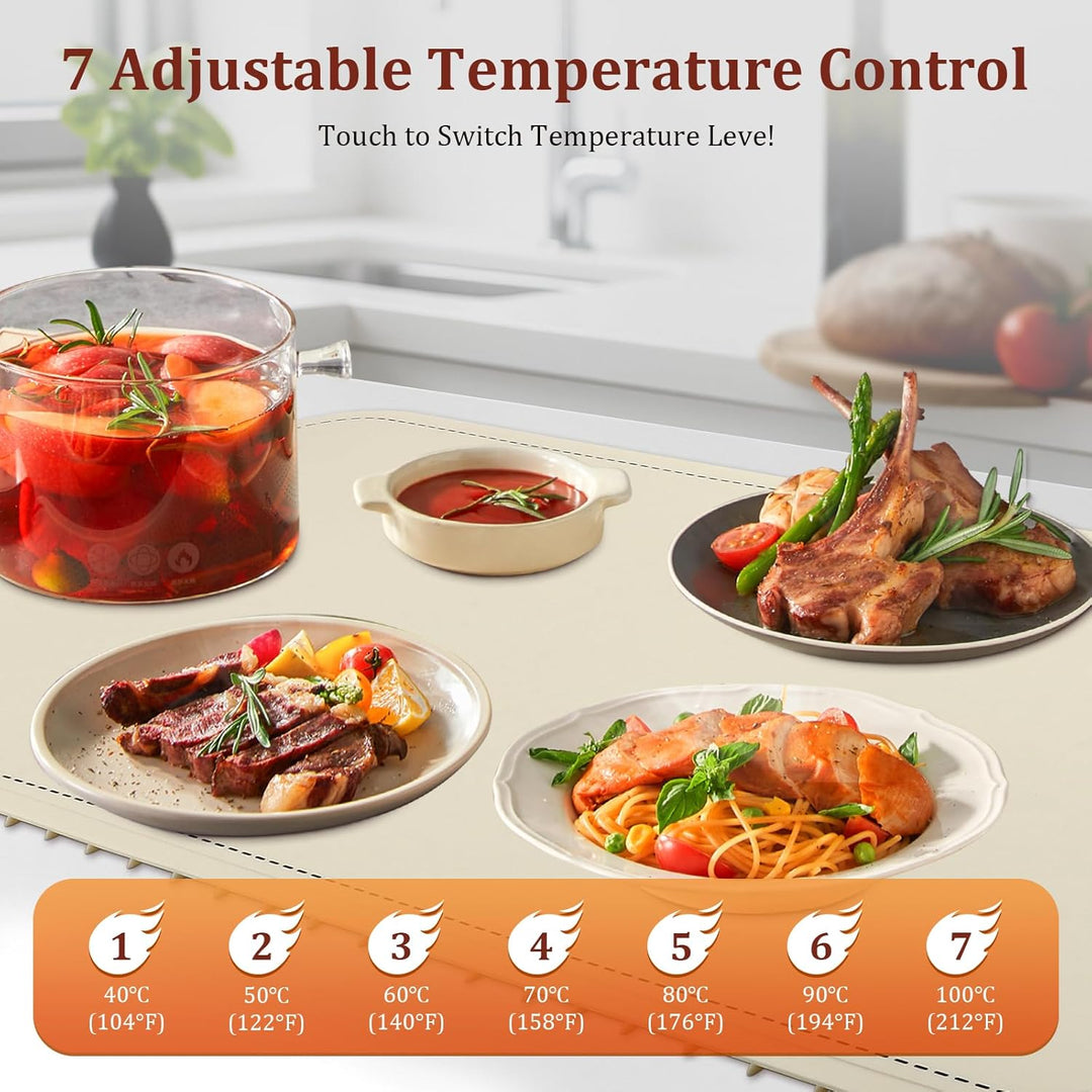 Warmhalteplatte für Speisen 8 Gerichte, Speisenwärmer aus Nano-Silikonmaterial Ganzflächige Erwärmun