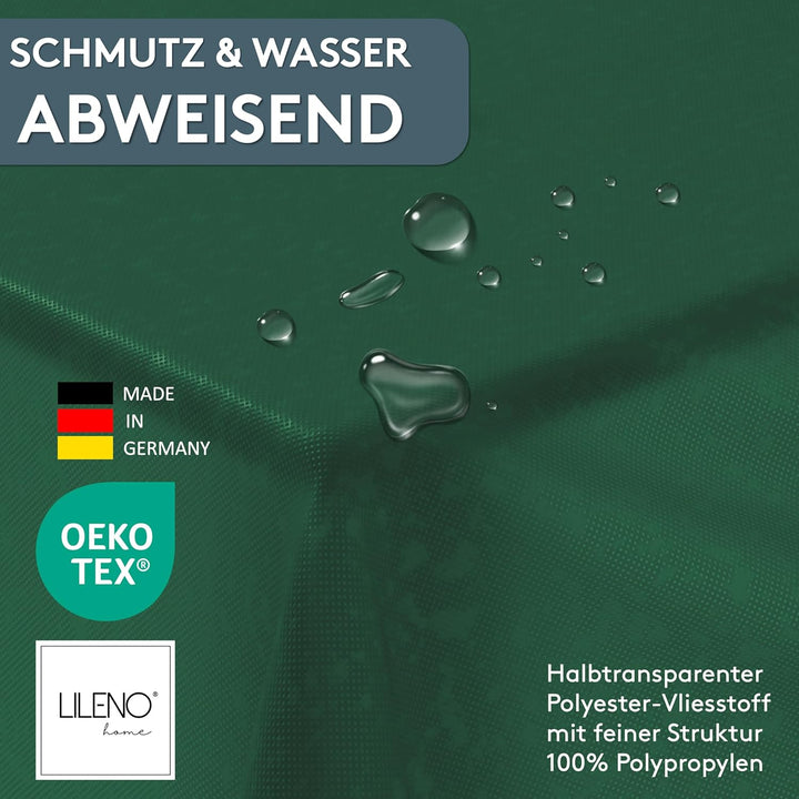 LILENO HOME Tischdeckenrolle 1,10 x 25 m - Tischdecke Grün aus Vlies - Stoffähnlich, abwaschbare Tis