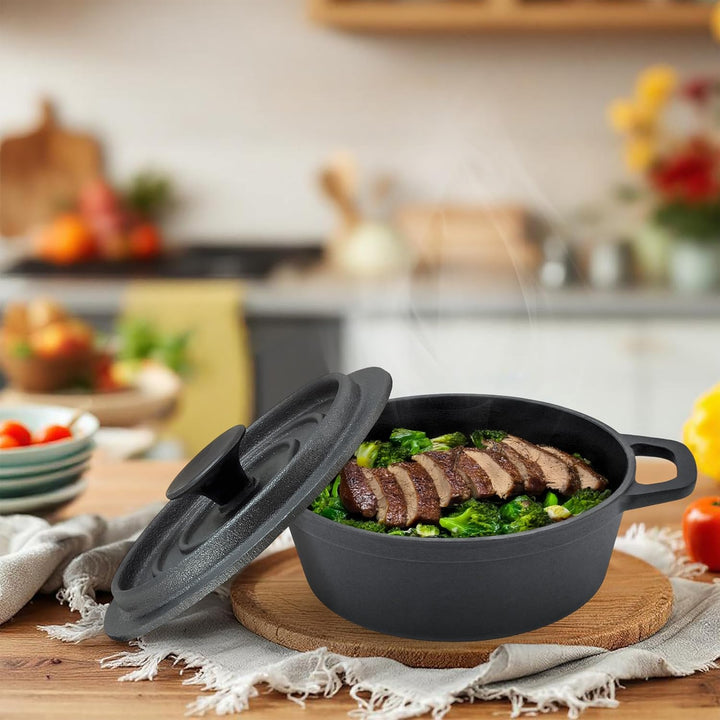 Gusseisen Topf mit Deckel 14 cm - Grilltopf Eisentopf Kochtopf Schmortopf Bräter Topf 14 cm, Topf 14