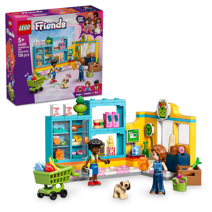 LEGO Friends Heartlake City Mini-Markt - Spielzeugladen mit 2 Mini Puppen, Hundefigur, Kasse &amp; Spiel