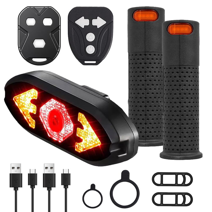 Blinker E Scooter Nachrüsten Set, Lenkergriffe für Elektroroller mit Integrierten Blinkern, IPX4 USB