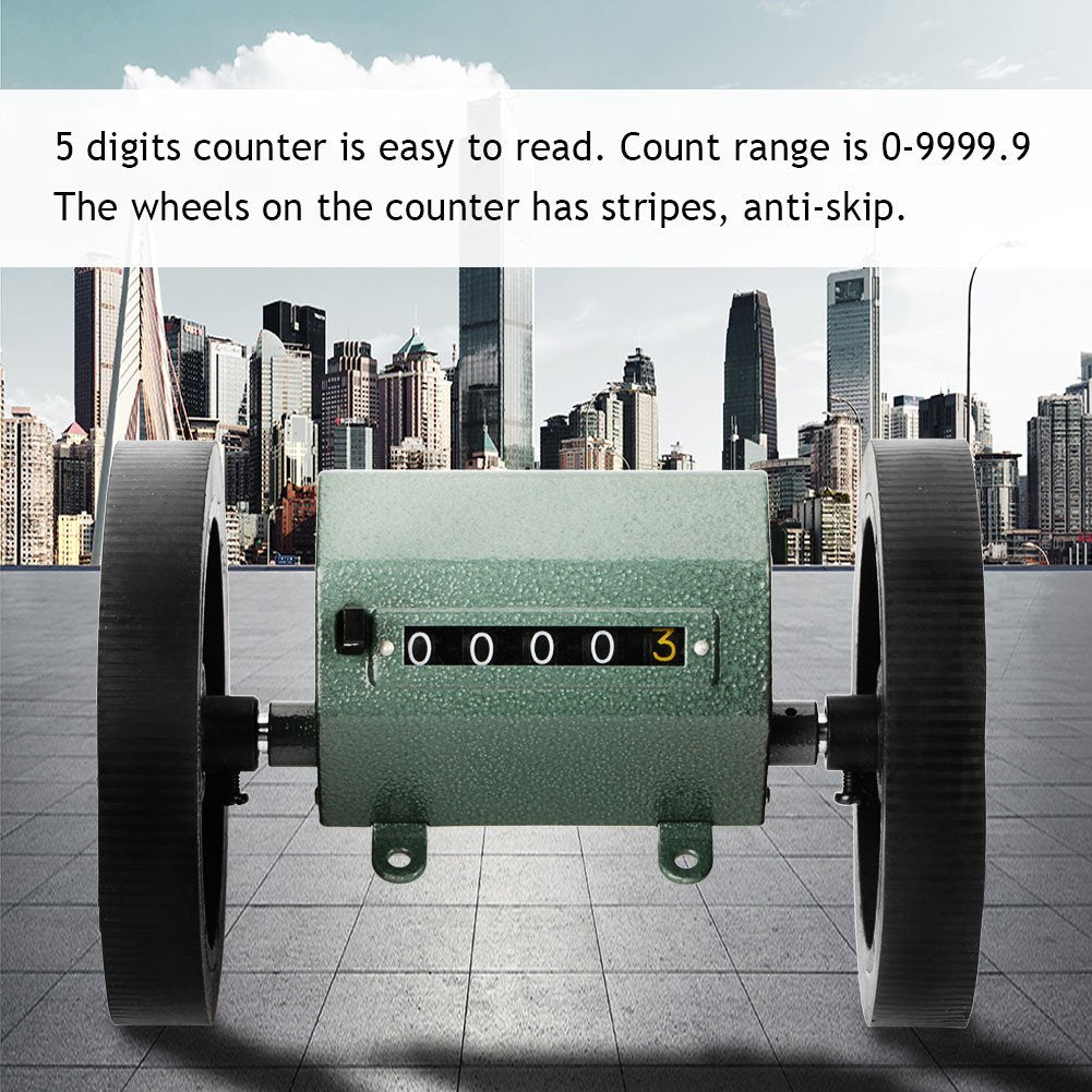 Mechanische Längenzähler Meter Counter Rolling Wheel 5 Stellen 0-9999,9m zum Zählen Messlänge, Max.