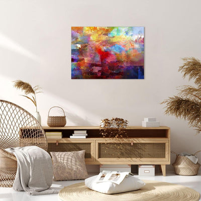 Bilder auf Leinwand Abstraktion modern Leinwandbild mit Rahmen 70x50cm Wandbilder Dekoration Wohnzim