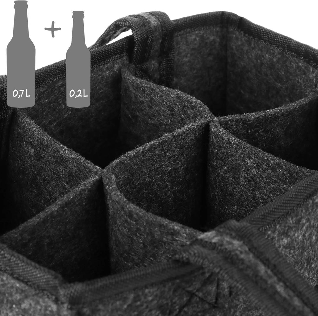 com-four® 4X Flaschentasche, Filztasche mit Henkeln für Getränke | Getränkehalter aus Filz für 6 Fla