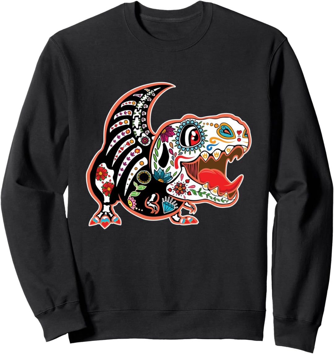 T rex dia de los muertos Tag des toten Dinosaurier-Trex-Schä Sweatshirt