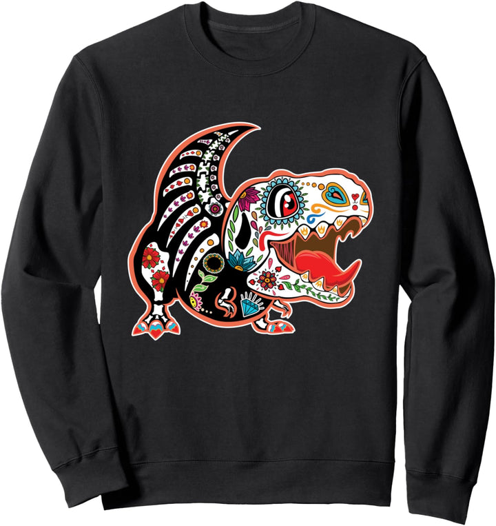 T rex dia de los muertos Tag des toten Dinosaurier-Trex-Schä Sweatshirt