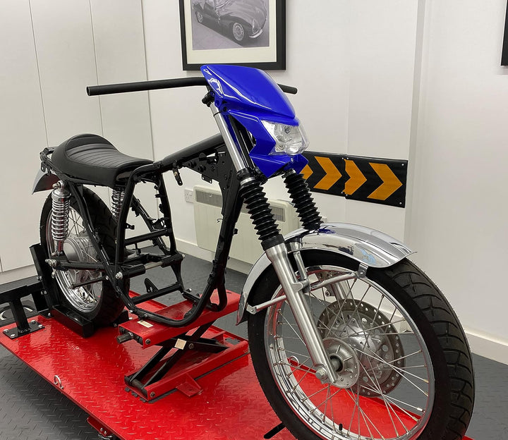 Alchemy Parts Motorrad Scheinwerfer - Streetfighter & Supermoto - Blau - 12V 35W