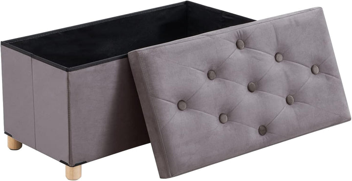 BRIAN & DANY Sitztruhe Sitzhocker Fusshocker mit Stauraum und Deckel mit Holzfüssen, 76 x 38 x 38 cm