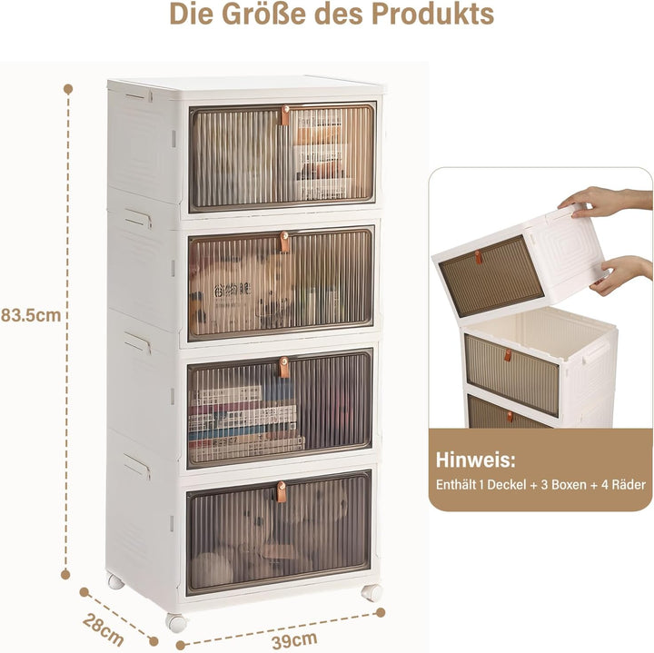 BTGGG 4 Tier Aufbewahrungsbox mit Deckel, 20L*4 Kunstoffboxen Aufbewahrungsboxen Stapelbar Plastikbo