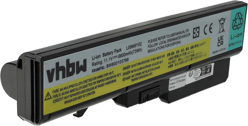 vhbw Li-Ion Akku 6600mAh (11.1V) kompatibel mit Notebook Laptop Lenovo IdeaPad Z560G, Z560M, Z565, Z