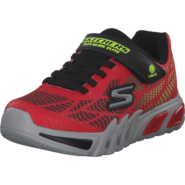 Skechers Unisex Kinder Flex Glow Elite VorloSneaker 21 EU Red Synthetic Black Yellow Trim, 21 EU Red