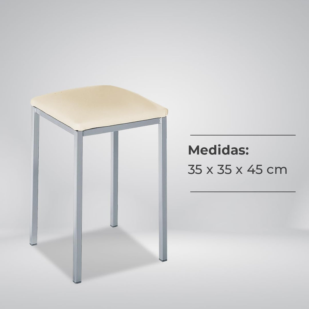 ASTIMESA - Gepolsterter Küchenhocker - Solide und Feste Struktur - Gestell Farbe Aluminium und Sitzf