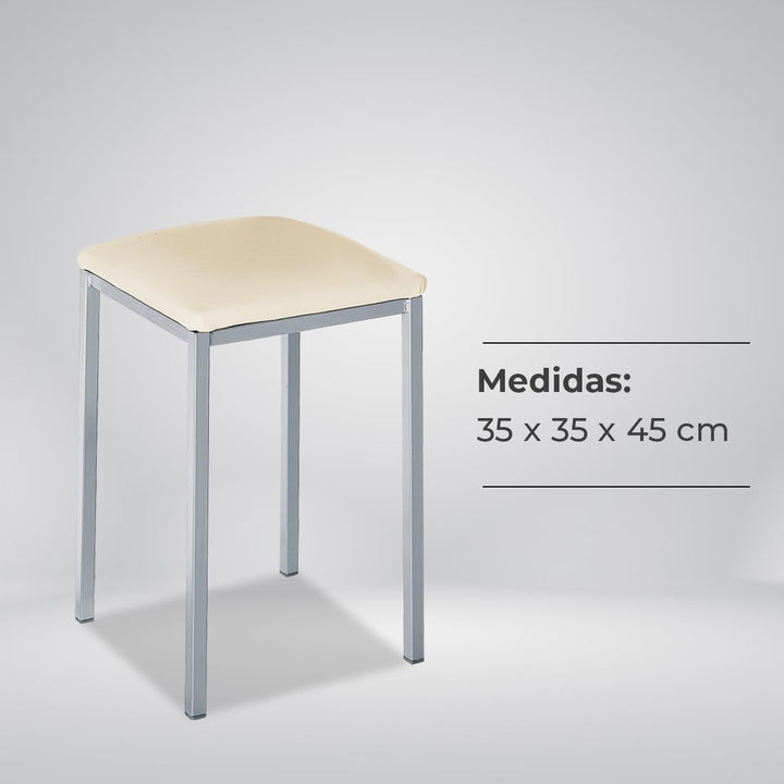 ASTIMESA - Gepolsterter Küchenhocker - Solide und Feste Struktur - Gestell Farbe Aluminium und Sitzf