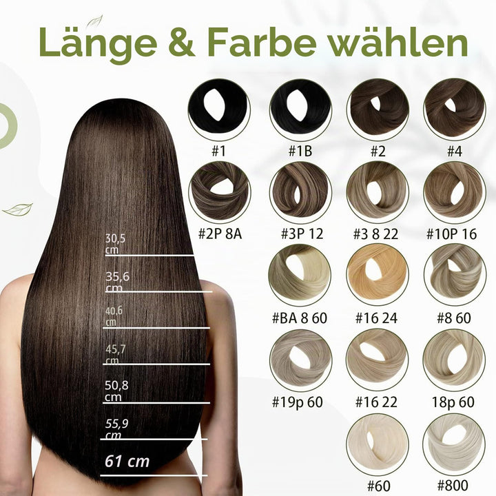 RUNATURE Clip in Extensions Echthaar Aschblond mit Platinblond Clip in Haarextension Echthaar Clips