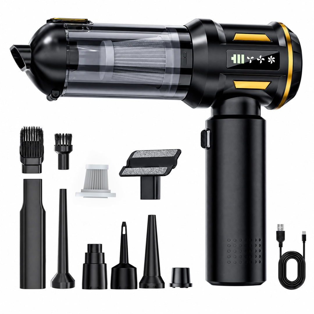 Handstaubsauger Akku 27000 Pa | 4-in-1 Auto Staubsauger mit Bürstenlosem Motor, Druckluftgebläse, Lu