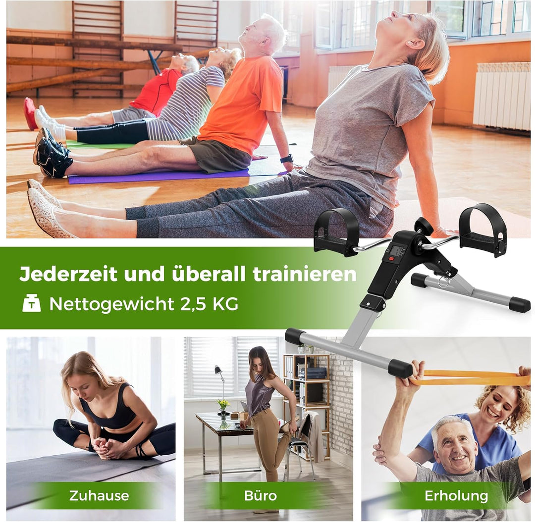 COSTWAY Pedaltrainer unter dem Schreibtisch, Arm und Beintrainer klappbar mit verstellbarem Widersta
