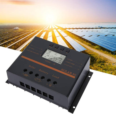 Solarladeregler 12 V 24 V 80 A Solar80 Auto PWM Solarpanel Laderegler LCD-Anzeige