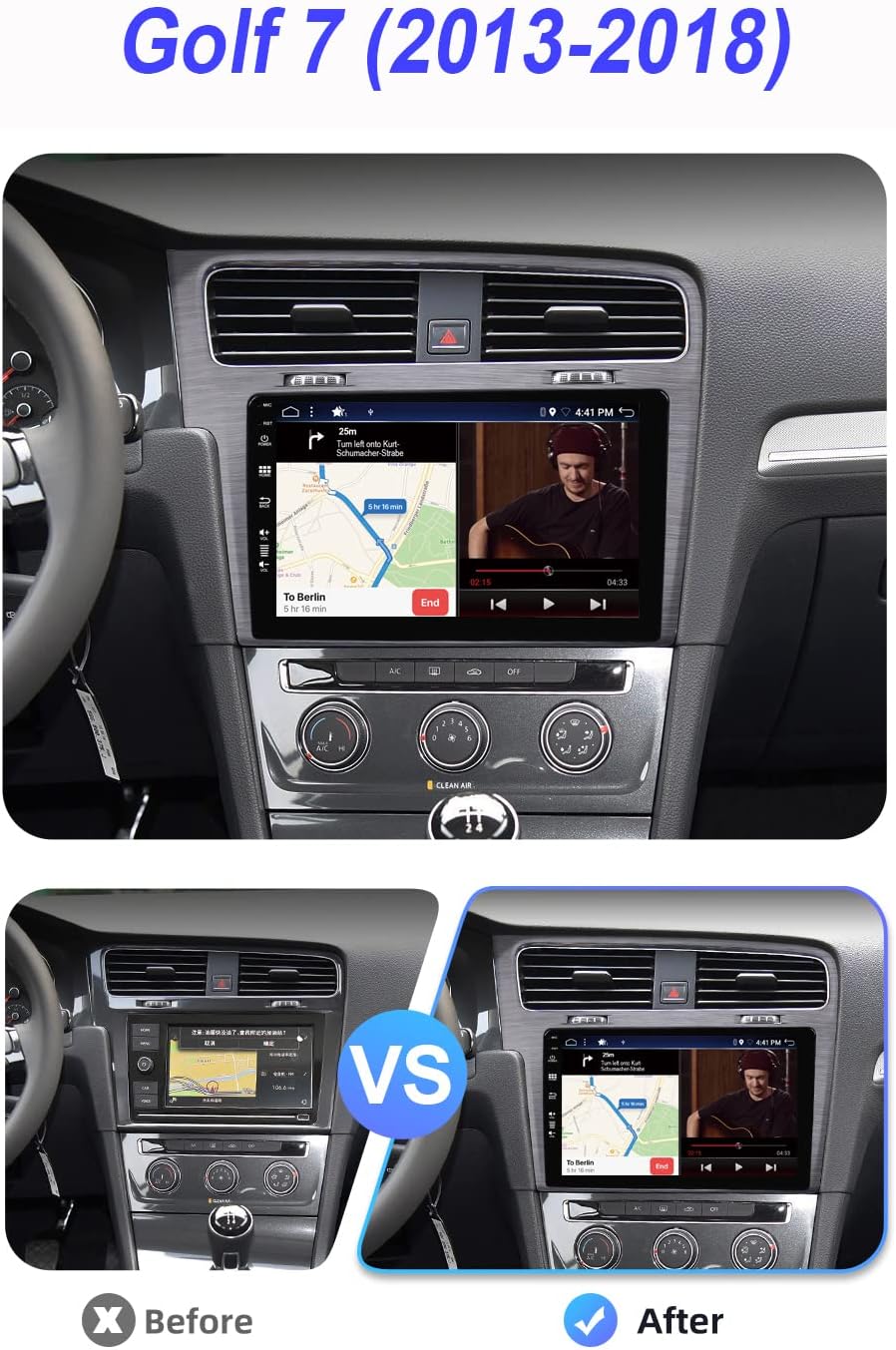 JOYX Android 10 Autoradio für Golf 7 (2013-2018) – [2G32G] – Rückfahrkamera Canbus KOSTENLOS – 2 DIN