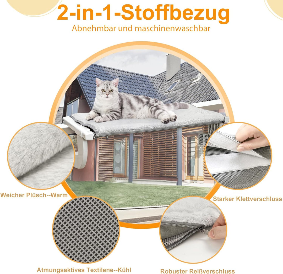 GUUSII HOME Katzenliege Balkon Fensterhängematte für Heizung Heizkörper 56 * 34.5cm Hängematte für K