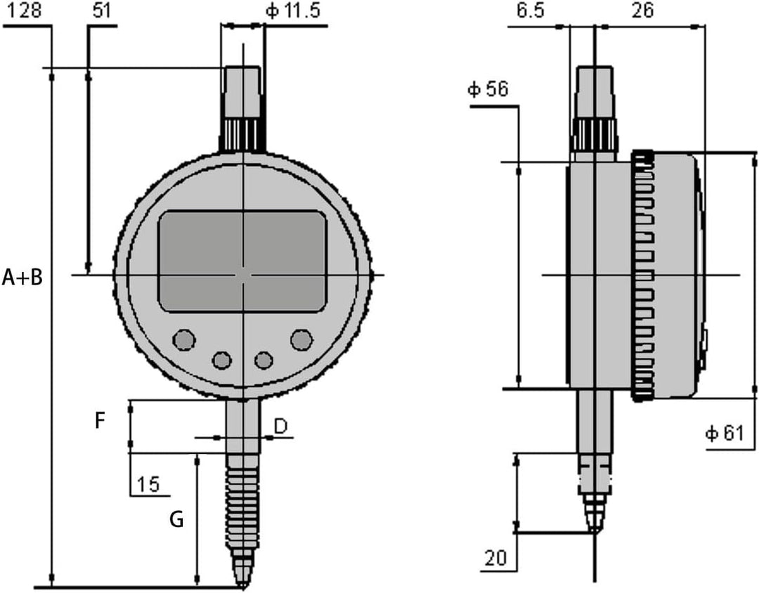 CNC QUALITÄT Digital- Messuhr 12,5 mm Messbereich - Ablesung 0,001 mm