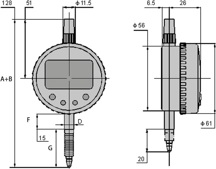 CNC QUALITÄT Digital- Messuhr 12,5 mm Messbereich - Ablesung 0,001 mm