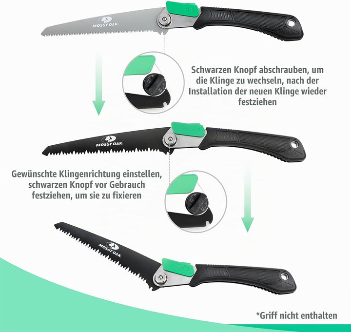 Mossy Oak 6-tlg. Sägeblatt Set, Ersatzklingen für Mossy Oak 3 in 1 Handsäge, 190mm Sägeblätter Set S