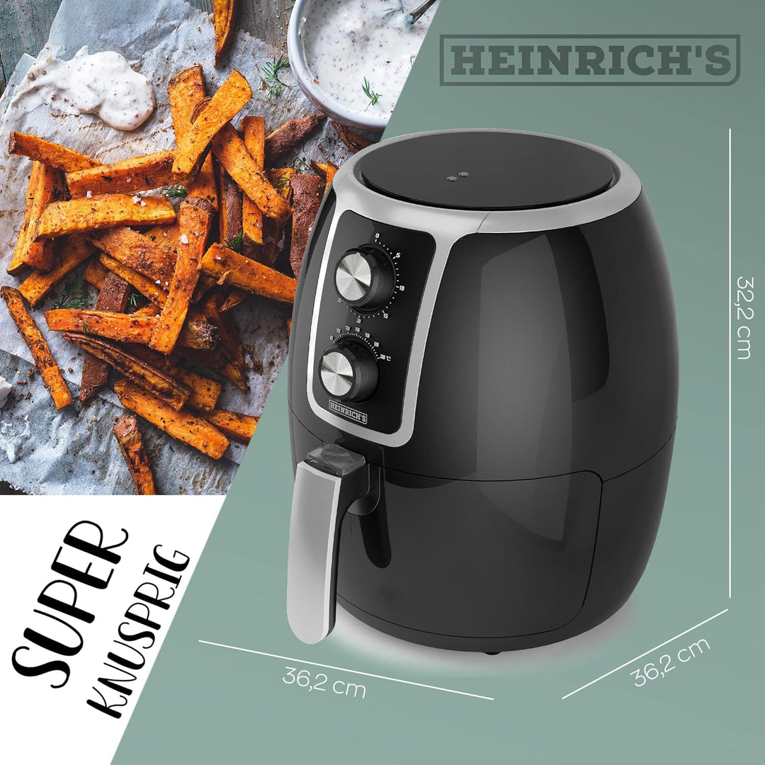 HEINRICHS Heissluftfritteuse Airfryer mit einstellbarem Thermostat, Temperatureinstellung von 80°C-2