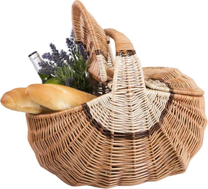 e-wicker24 Alles aus Weide Picknickkorb aus Weide Weidenkorb mit dem Deckel grosser Aufbewahrungskor