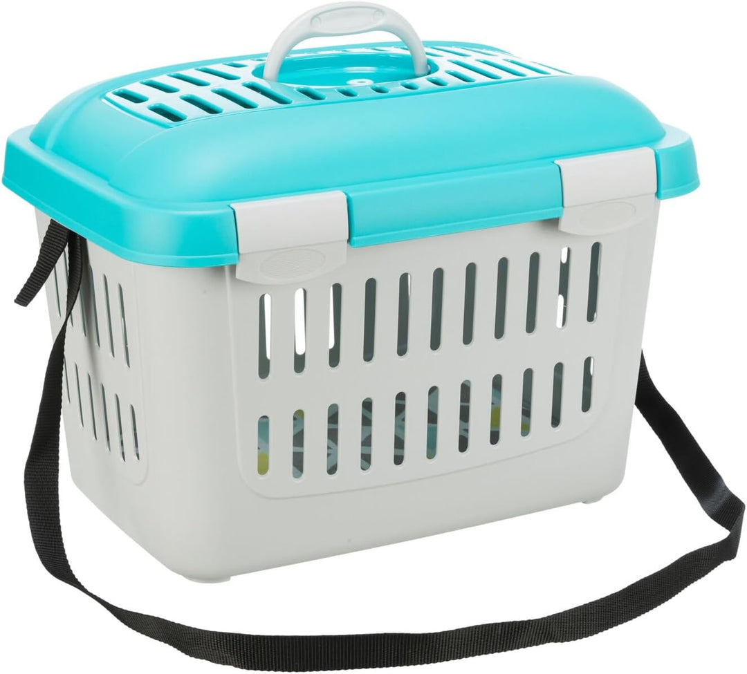 Trixie 3979 Transportbox Midi-Capri, XS: 44 × 33 × 32 cm, dunkelgrau/hellblau
