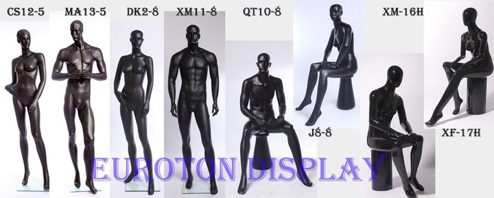 Euroton XF-17H schwarz lackierte abstrakte sitzende Schaufensterpuppe Mannequin Frau