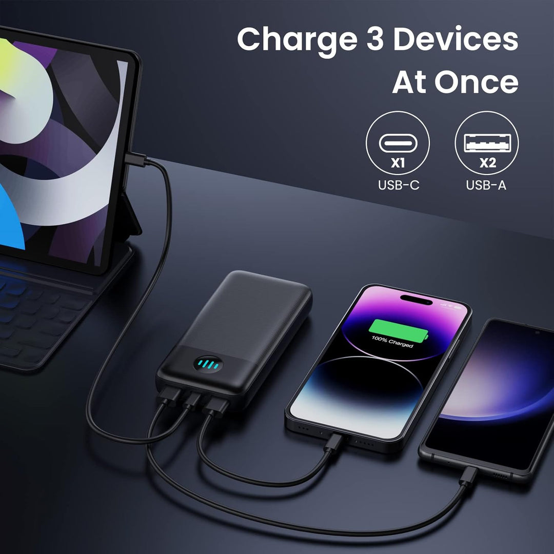 Power Bank, Powerbank 26800mAh USB C Externer Akku Input&Output 3.0A PD, 3 Ausgängen Schnelles Aufla