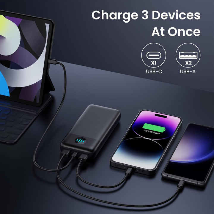 Power Bank, Powerbank 26800mAh USB C Externer Akku Input&Output 3.0A PD, 3 Ausgängen Schnelles Aufla