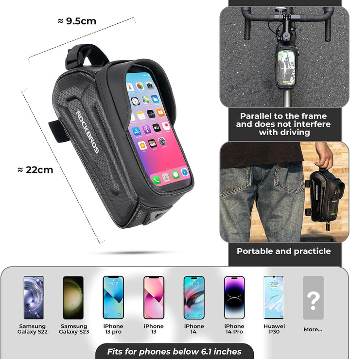 ROCKBROS Fahrrad Rahmentasche Lenkertasche Wasserdicht Handytasche für Smartphone bis zu 6.8 Zoll mi