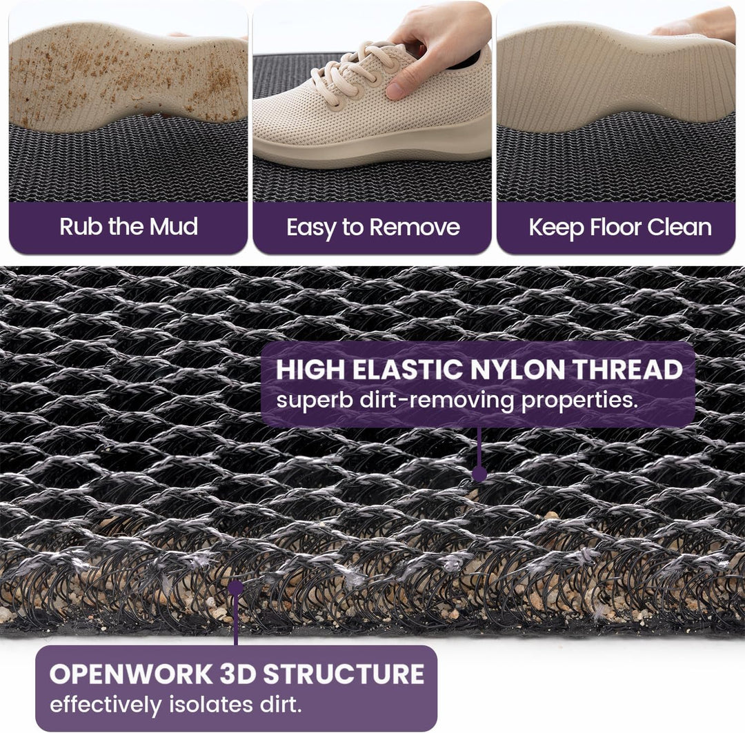 DEXI Fussmatte aussen 43 x 76 cm, extrem rutschfeste Schmutzfangmatte, langlebig Fussabtreter aussen