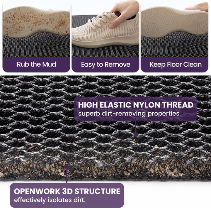 DEXI Fussmatte aussen 43 x 76 cm, extrem rutschfeste Schmutzfangmatte, langlebig Fussabtreter aussen