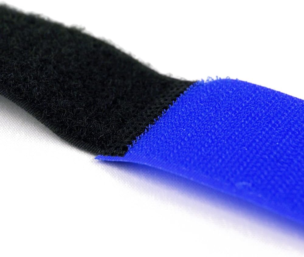 10 x Klettkabelbinder Metallöse - Klett/Flausch auf GLEICHER SEITE! - 80 cm blau/Kabelmanagement für