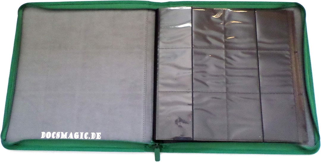 docsmagic.de Premium Pro-Player 12-Pocket Playset Zip-Album Dark Green - 480 Card Binder - MTG - PKM