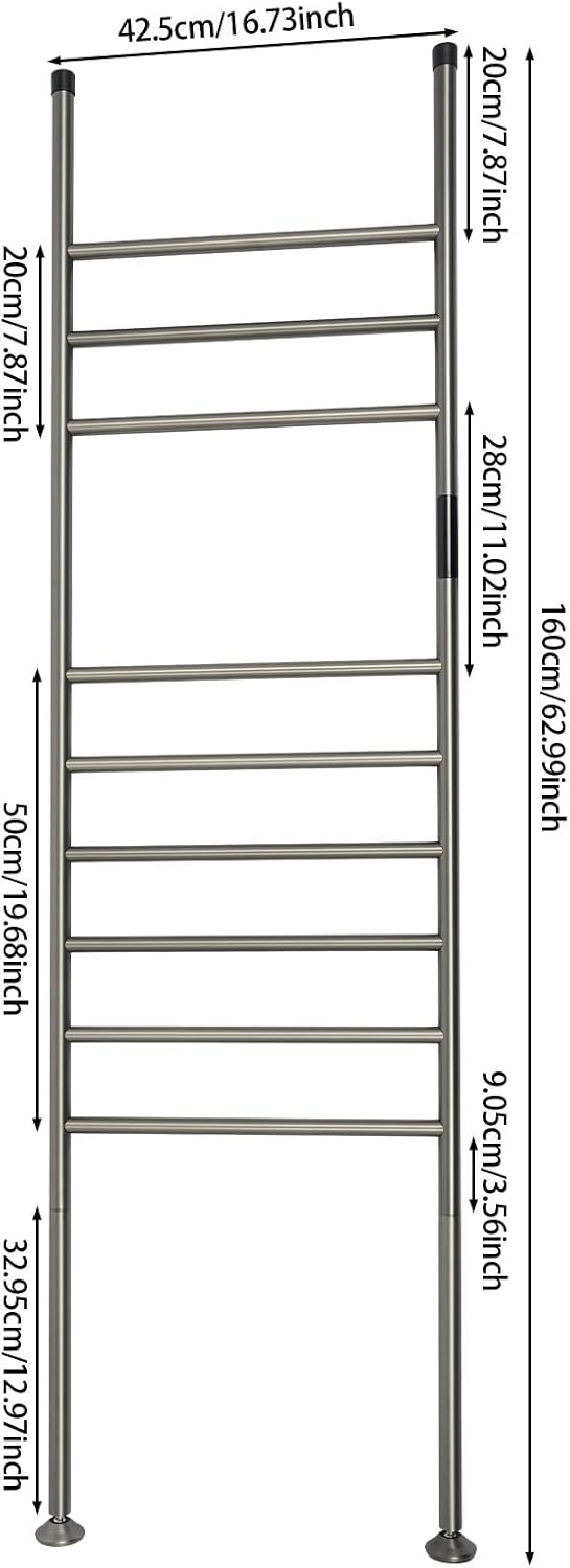 Handtuchheizkörper Elektrisch,Freistehende Handtuchleiter mit Timer 1-24H, 45-70°C, 180W Bodenstehen