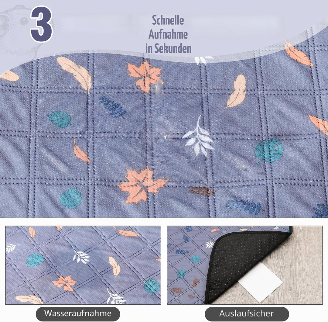 2 Stück PIPI Pads 142x70cm für Meerschweinchen, wasserdichte &amp; rutschfeste Unterlage mit 4 Lagen, su