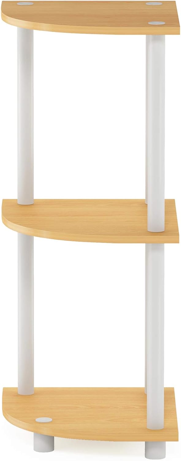 Furinno kompaktes Eck-Mehrzweck-Regal mit 3 Ebenen, Buche/Weiss, 29.46 x 29.46 x 75.18 cm Buche/Weis