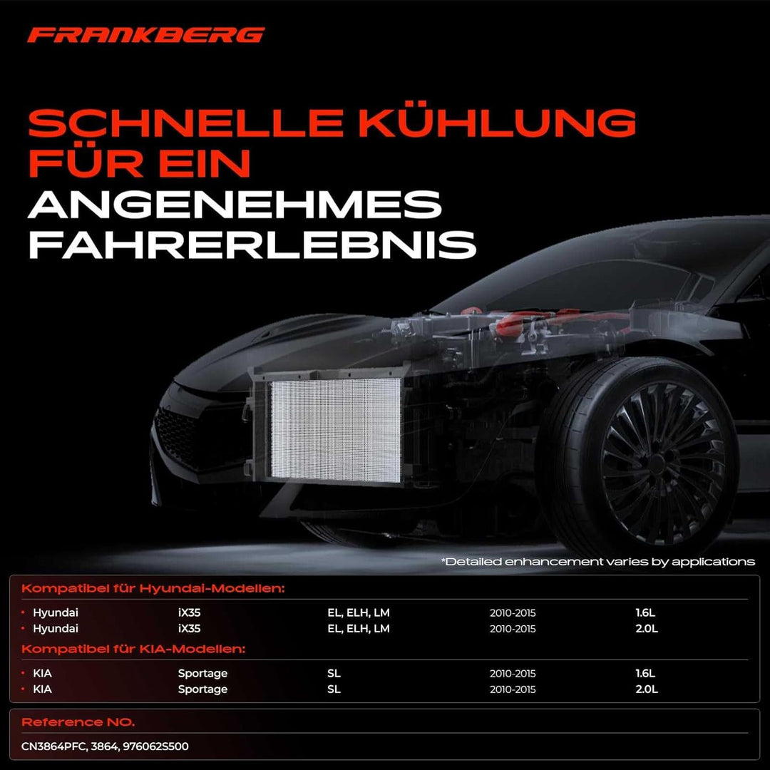 Frankberg Kondensator Klimaanlage mit Trockner Kompatibel mit iX35 EL ELH LM 1.6L 2.0L Benzin 2010-2