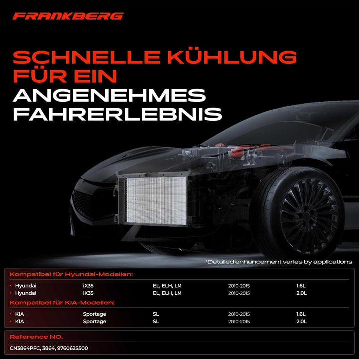 Frankberg Kondensator Klimaanlage mit Trockner Kompatibel mit iX35 EL ELH LM 1.6L 2.0L Benzin 2010-2