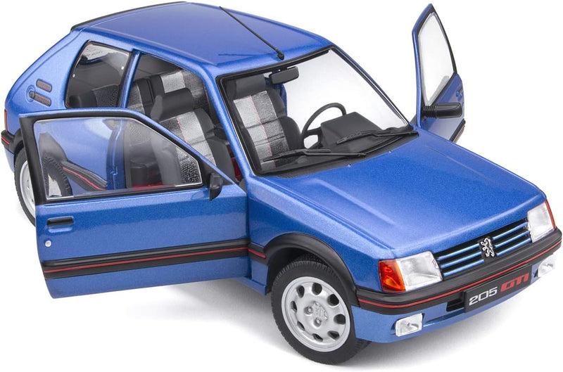 Solido 421186300 Peugeot 205 GTI, 1.9 L, MK1, 1988, Modellauto, Massstab 1:18, blau, Gelb/Rot/Schwar