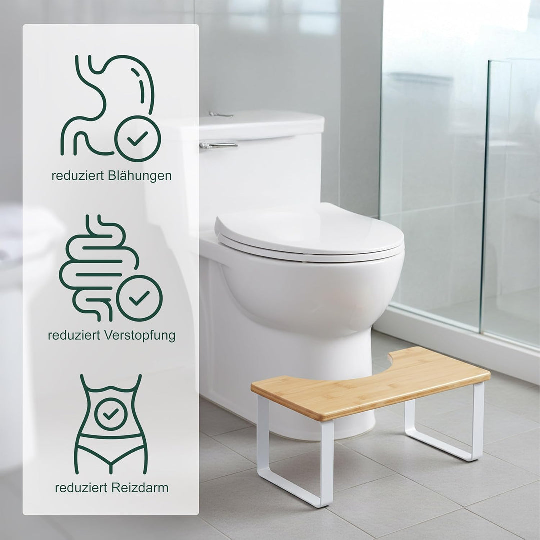 Relaxdays Toilettenhocker, Stuhlgang Unterstützung, WC Hocker Erwachsene, Bambus, HxBxT: 18 x 44,5 x