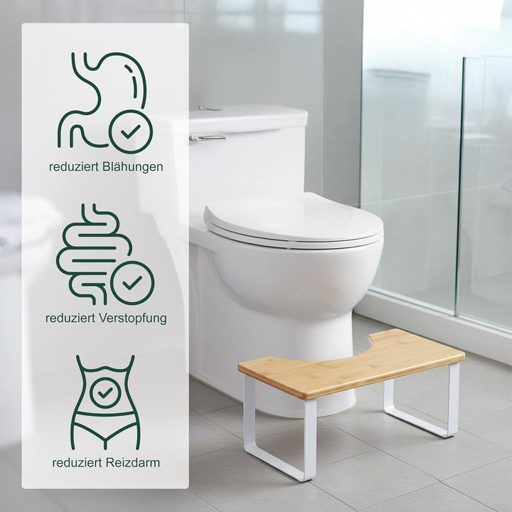 Relaxdays Toilettenhocker, Stuhlgang Unterstützung, WC Hocker Erwachsene, Bambus, HxBxT: 18 x 44,5 x